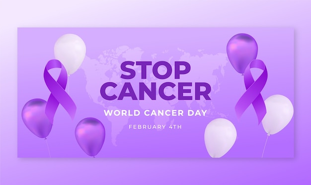 Gradient world cancer day horizontal banner