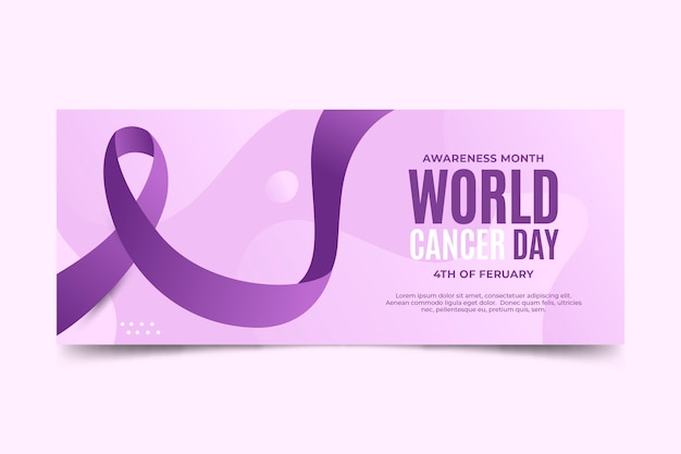 Gradient world cancer day horizontal banner