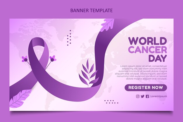 Gradient world cancer day horizontal banner