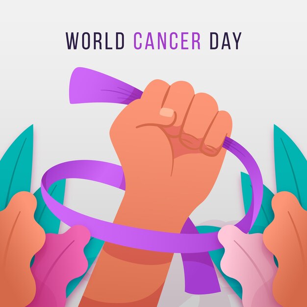 Gradient world cancer day illustration