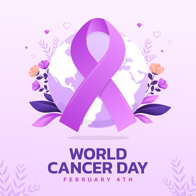 Gradient world cancer day illustration