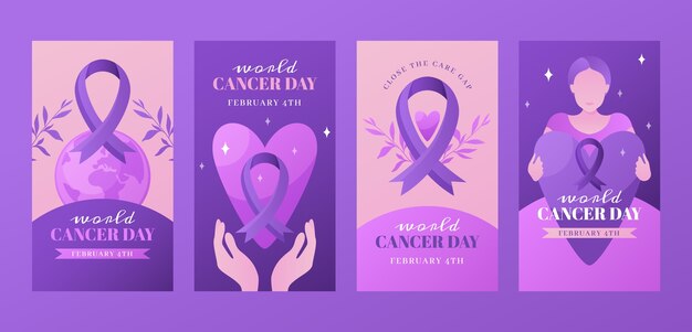 Gradient world cancer day instagram stories collection