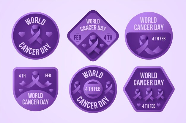 Gradient world cancer day labels collection