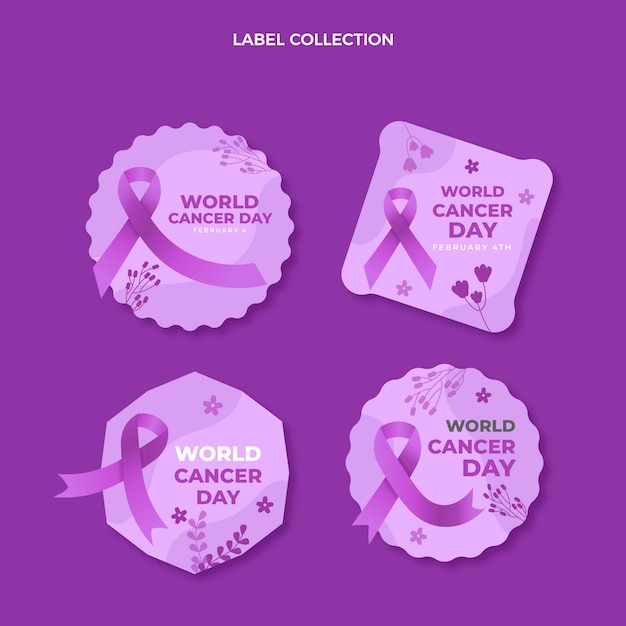 Gradient world cancer day labels collection
