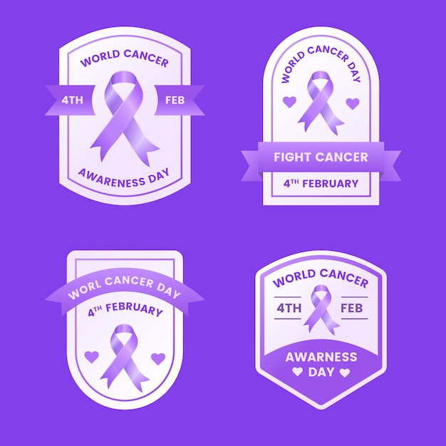 Free vector gradient world cancer day labels collection