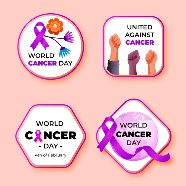 Free vector gradient world cancer day labels collection