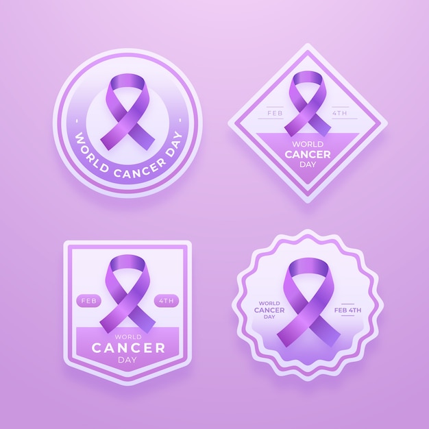 Free Vector gradient world cancer day labels collection