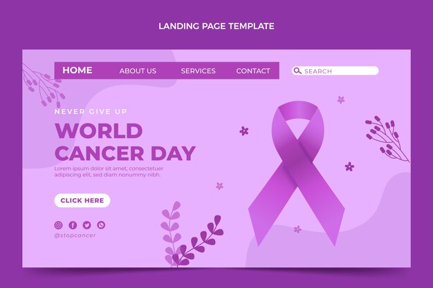 Gradient world cancer day landing page template