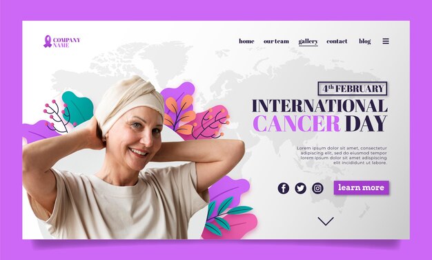 Free vector gradient world cancer day landing page template