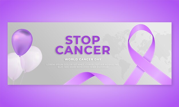 무료 벡터 그라데이션 세계 암의 날 소셜 미디어 표지 템플릿