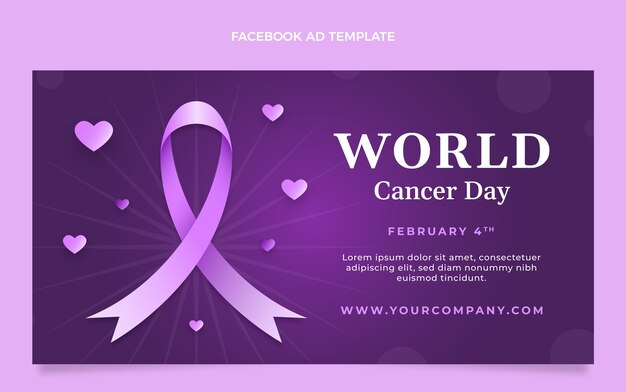 Gradient world cancer day social media promo template