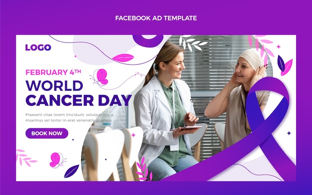 Free vector gradient world cancer day social media promo template