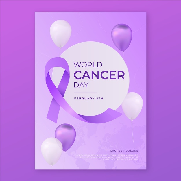 Free vector gradient world cancer day vertical poster template