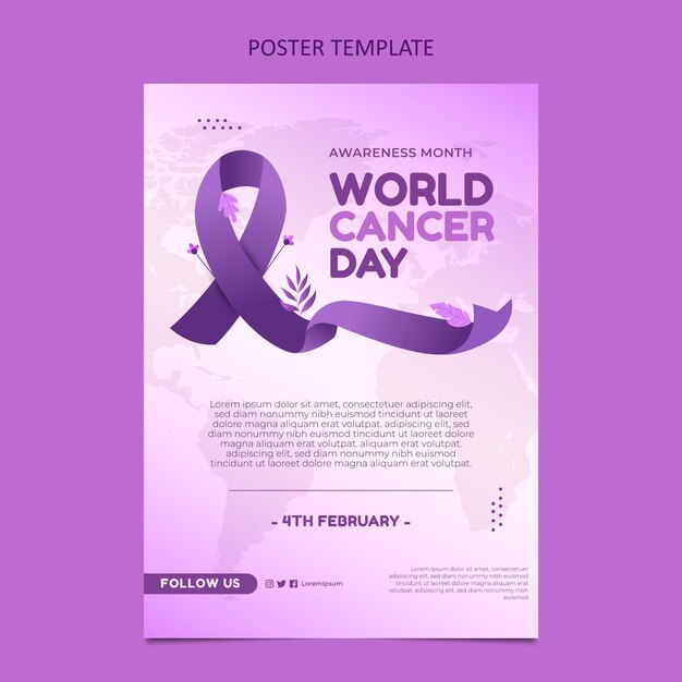 그라디언트 세계 암의 날 세로 포스터 템플릿