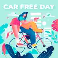 Free vector gradient world car free day illustration