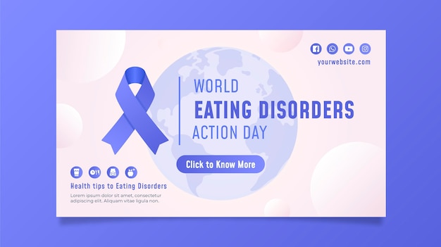 Free vector gradient world eating disorders action day banner set