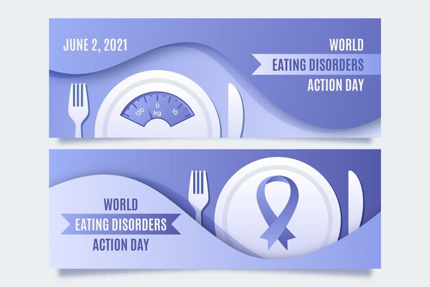 Набор баннеров дня действий градиентного мира расстройств пищевого поведения