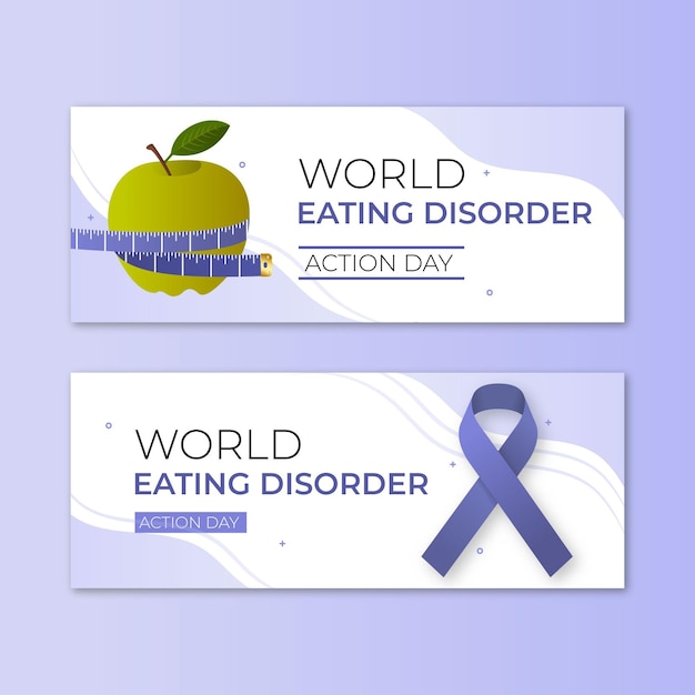 Free vector gradient world eating disorders action day banners set