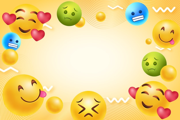 Vettore gratuito sfondo sfumato della giornata mondiale delle emoji con emoticon