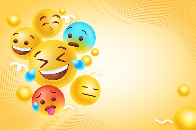 Vettore gratuito sfondo sfumato della giornata mondiale delle emoji con emoticon