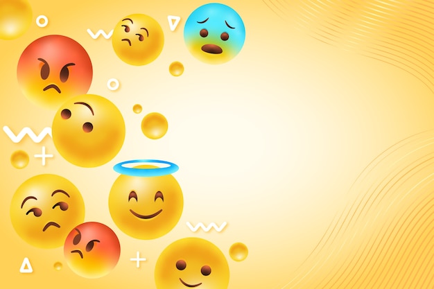 Gradient world emoji day background with emoticons