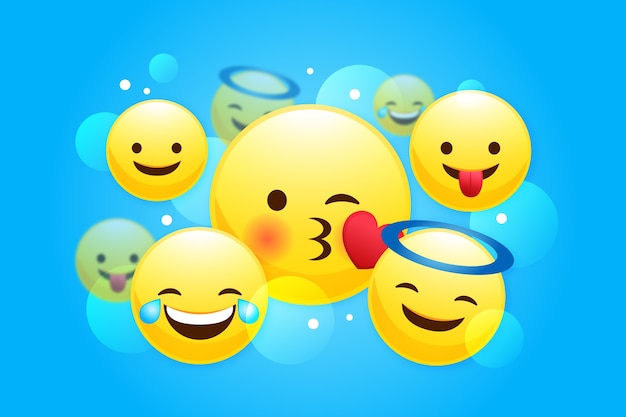 Gradient world emoji day background with emoticons