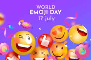 Free vector gradient world emoji day background