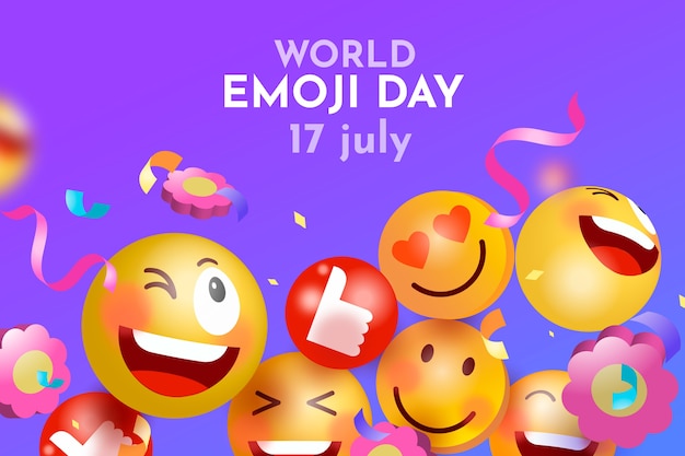 Gradient world emoji day background