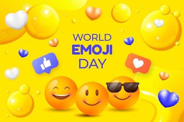 Vettore gratuito sfondo sfumato del giorno delle emoji del mondo