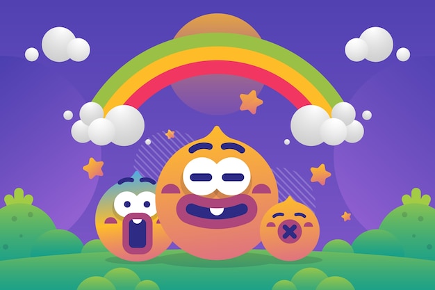 Gradient world emoji day illustration with emoticons