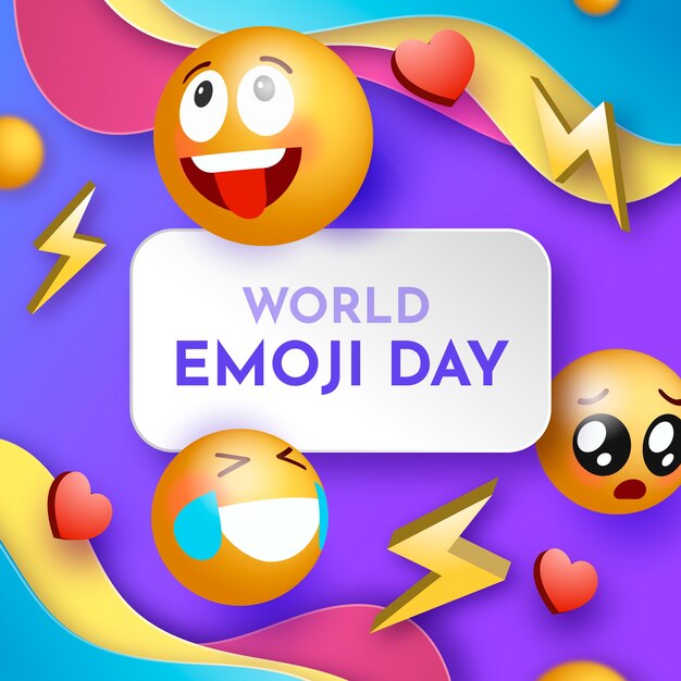 Gradient world emoji day illustration