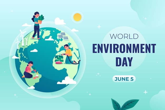 Free vector gradient world environment day background