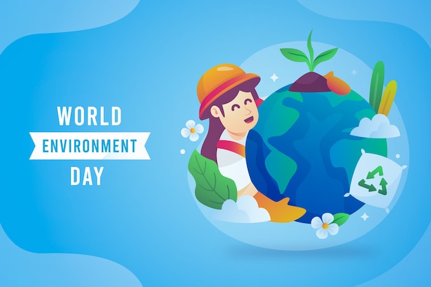 Free vector gradient world environment day background