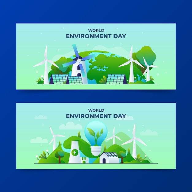 Free vector gradient world environment day banners set