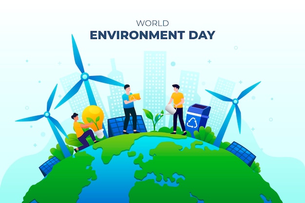 Free vector gradient world environment day illustration