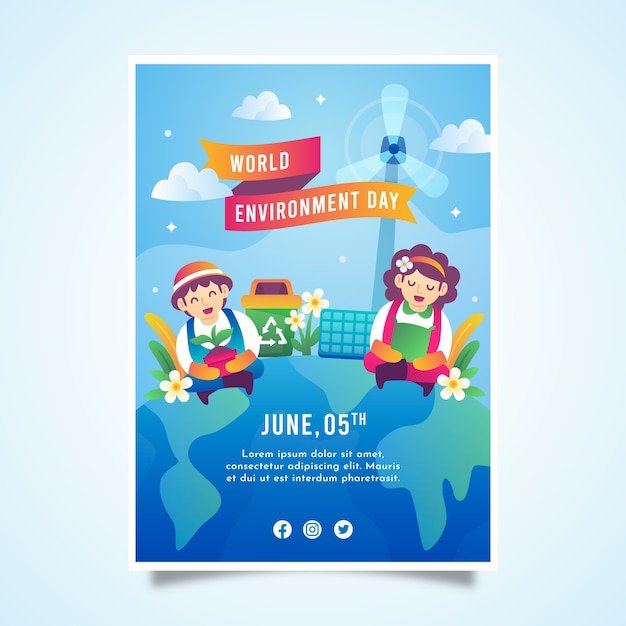 Gradient world environment day template