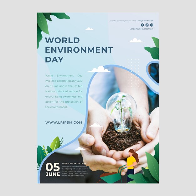 gradient world environment day vertical poster template