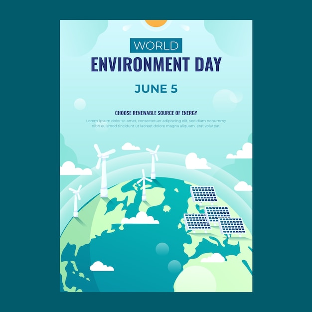 Градиентный всемирный день окружающей среды вертикальный шаблон плаката