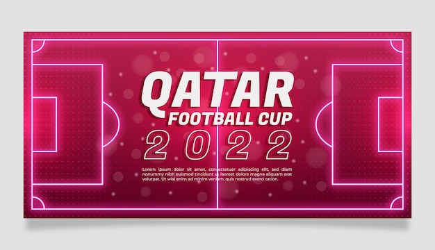 Gradient world footbal championship horizontal banner template