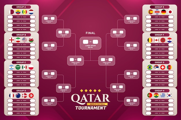 Free vector gradient world footbal championship schedule template