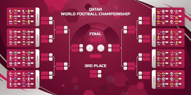 Free vector gradient world football championship groups table template