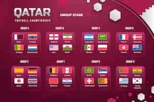 Free vector gradient world football championship groups table template