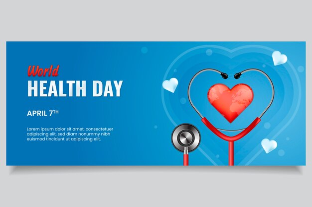 Gradient world health day horizontal banner