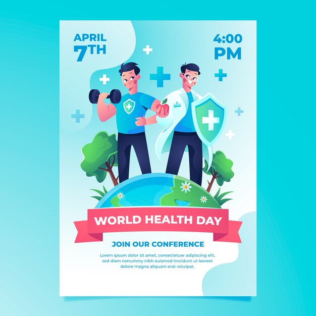 Gradient world health day vertical poster template