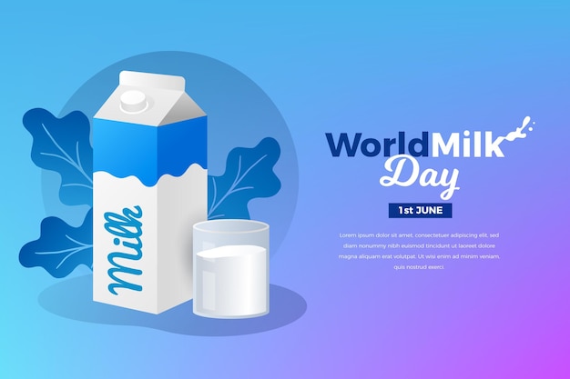 Иллюстрация всемирного дня молока с градиентом