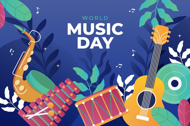Gradient world music day background
