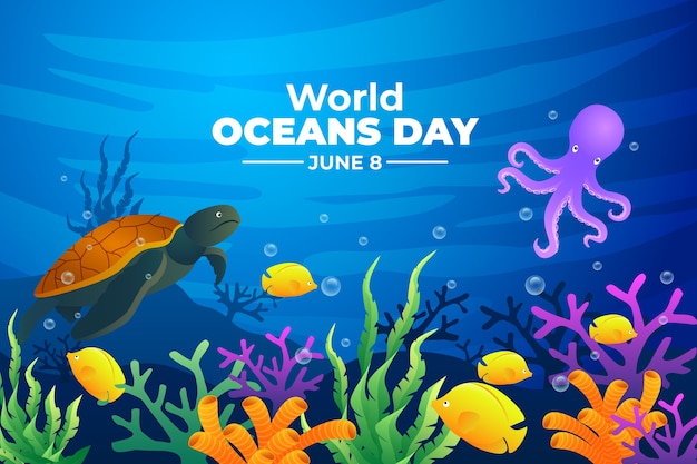 Free vector gradient world oceans day background