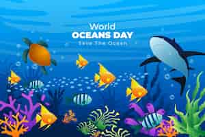 Free vector gradient world oceans day background