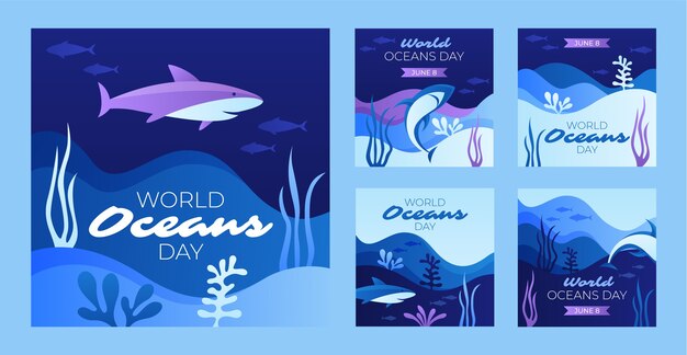 Gradient World Oceans Day Instagram Stories 컬렉션