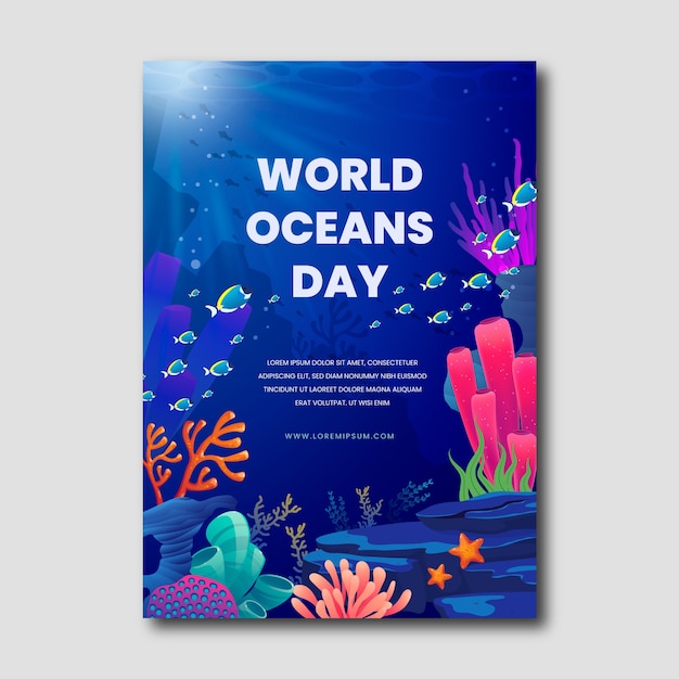 Gradient world oceans day vertical poster template